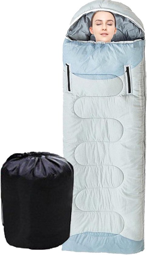Kampeer Slaapzak - Outdoor Rugzak - Kamperen en Reizen - Waterdicht en Warm - 190 cm - Blauw
