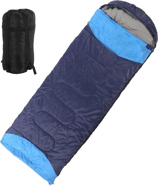 Kampeer slaapzak - Outdoor tas - Kamperen en wandelen - Lichtgewicht en compact - 215x72cm - Marineblauw