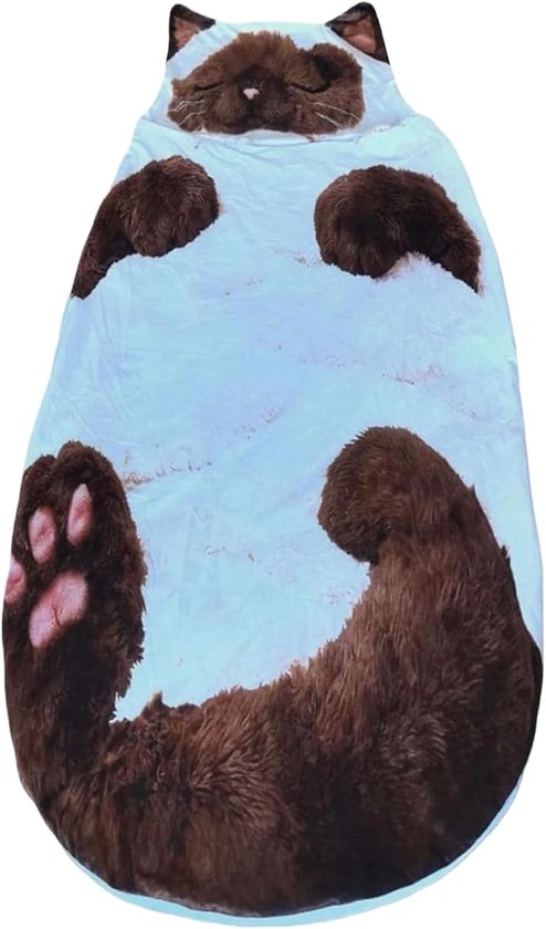 Kampeer Slaapzak - Pluche Slaapzak - Koud Weer - Schattig Kat Thema - 175 x 80 cm - Stijl 2