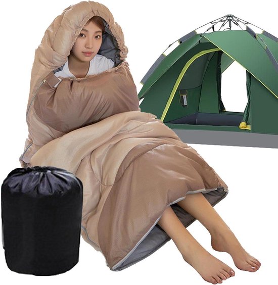Kampeer slaapzak - Slaapzakken koud weer - Buiten slapen - Winddichte warme stof - 190x75cm - Khaki