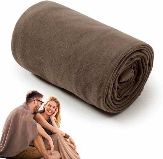 Kampeer slaapzakvoering - Reislaken fleece - Extra warmte comfort - Dubbelzijdige rits - 180 x 80 cm - Bruin