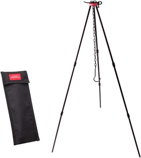 Kampeer Statief - Driehoek Ondersteuning - Buiten Koken - Solide Stabiliteit - 80 cm - Zwart