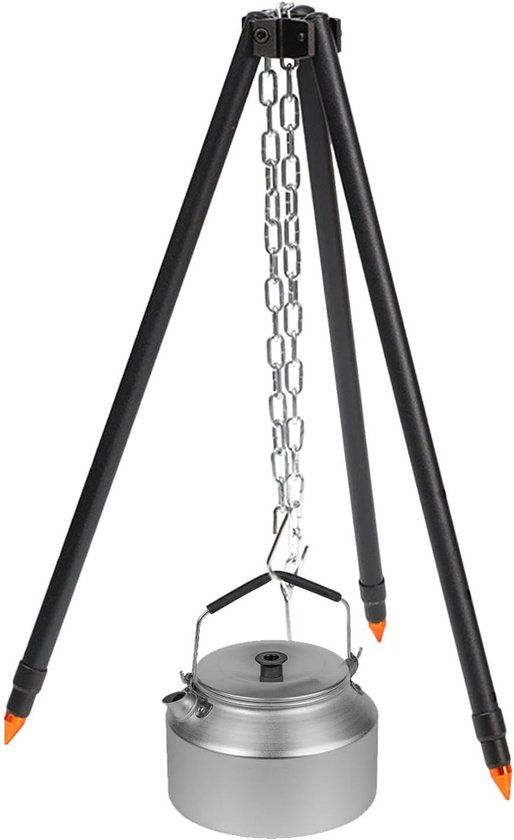 Kampeer Tripod - Buiten Koken - Vuurplaats Grillen - Stabiel op Oneffen Grond - 80 x 123.5 cm - Zwart van Merkloos