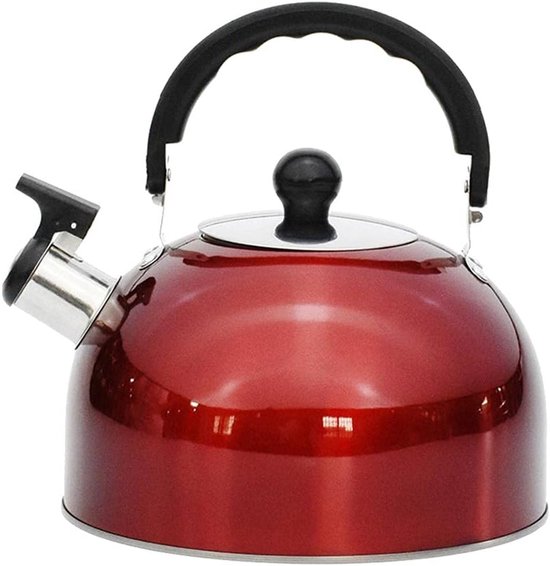 Kampeer Waterkoker - Fluitketel Buiten - Koken Op Gas - Inklapbaar Handvat - 3 Liter Capaciteit - Rood