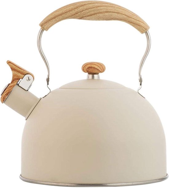 Kampeer Waterkoker - Fluitketel - Warme Dranken Maken - Anti-verbranding Handgreep - 2.5 Liter - Beige