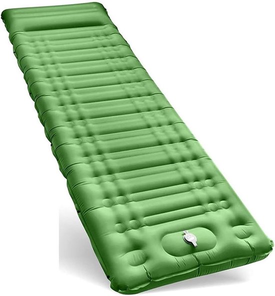 Kampeerbed - Slaapmat Kampeer mat - Buiten slapen - Ingebouwde voetpomp - 12 cm dik - Groen