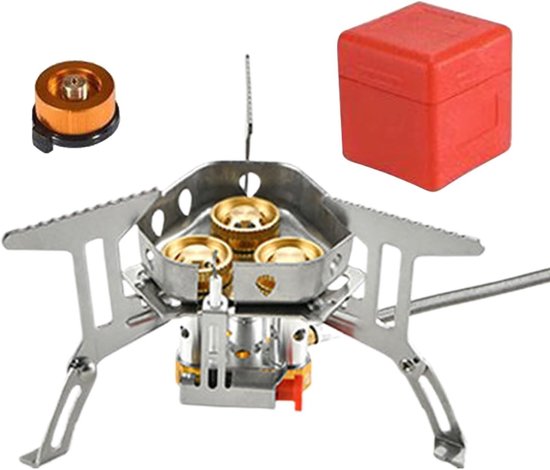 Kampeerfornuis - Campingbrander Kooktoestel - Buiten Koken - Krachtige Warmteafgifte - 12.1L x 9.7W x 22.4H cm - Zilver