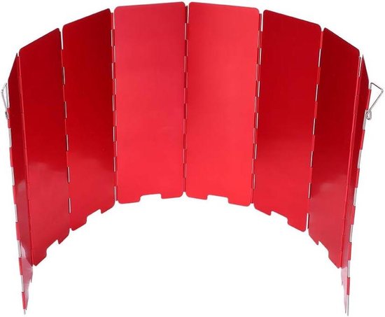 Kampeerfornuis Windscherm - Opvouwbaar Aluminium - Buiten Koken - Verhoogt Efficiëntie - 67 x 24 cm - Rood