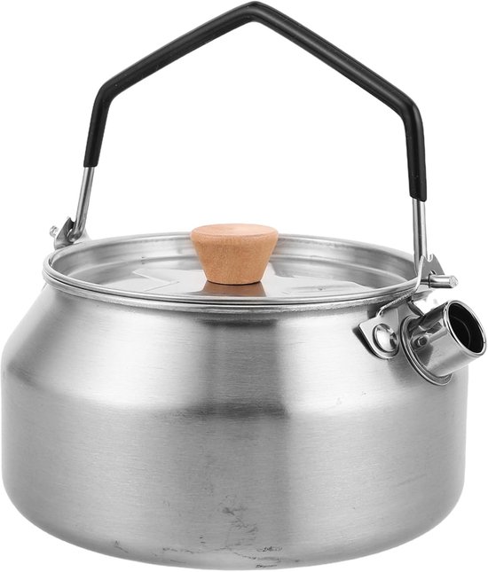 Kampeerketel - Theepot Waterkoker - Outdoor Koken - Roestvrijstaal - 1 Liter - Zilver
