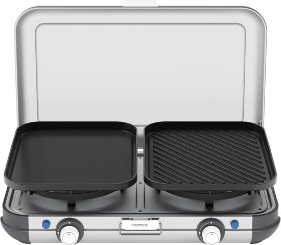 Kampeerkeuken - Buitenfornuis Tafelmodel - Compact Koken - Caravan Aansluiting - 51 x 41 x 15 cm - Zilver