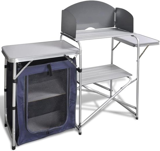 Kampeerkeuken - Opvouwbare Keuken Unit - Buiten Koken - Met Windscherm - 81.5 cm Hoog - Geel