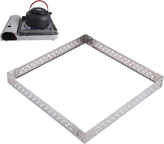 Kampeerkeuken Windscherm - Buitenhaard Bescherming - Koken Buiten - Roestvrij Opvouwbaar - 21.3 x 21.3 cm - Roestvrij Staal