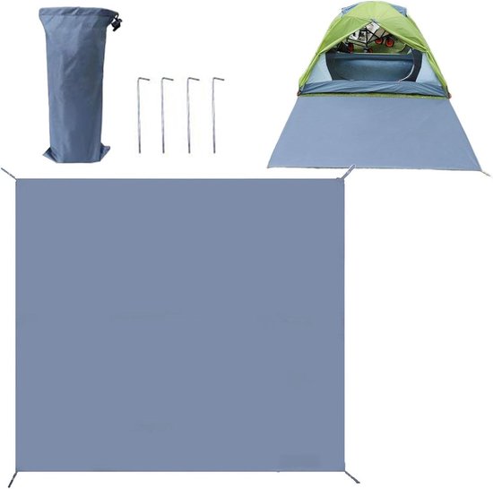 Kampeerkleed Tentvloer - Draagbare Waterdichte Mat - Outdoor Activiteiten - Versterkte Randafwerking - 240x240 cm - Blauw