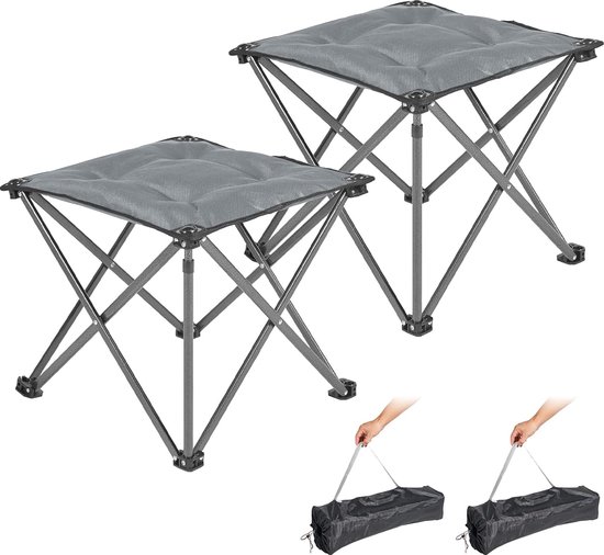 Kampeerkrukje Opvouwbaar Ultralichte draagbare vouwkruk Camping Kruk met draagtas Kruk Outdoor Camping Wandelkruk in opvouwbare vouwkruk tot 150 kg, grijs van REDCAMP