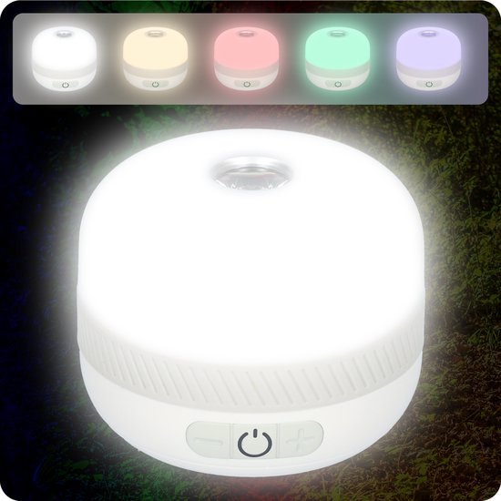 Kampeerlamp - Campinglamp - Tentlamp USB-C Oplaadbaar - Camping Lamp - 230 uur - Met 5 Kleuren Licht - Tevens een powerbank!