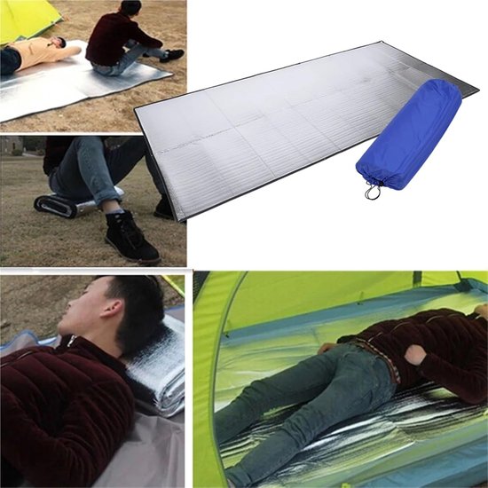 Kampeermat aluminiumfolie - Slaapmat tent - Warm en droog slapen - Dubbelzijdig reflecterend - 2x2m - Aluminium