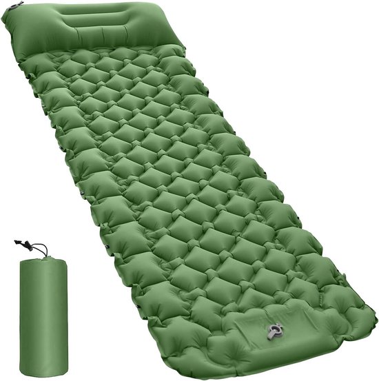 Kampeermat - Luchtbed - Buiten slapen - Snel opblazen - 196 cm - Groen