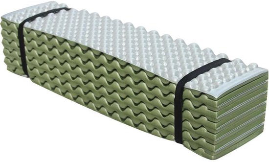 Kampeermat Vochtbestendig - Buitenmat Picknick - Wandelen Yoga - Dubbelzijdig Materiaal - 190x61cm - Zilver Legergroen