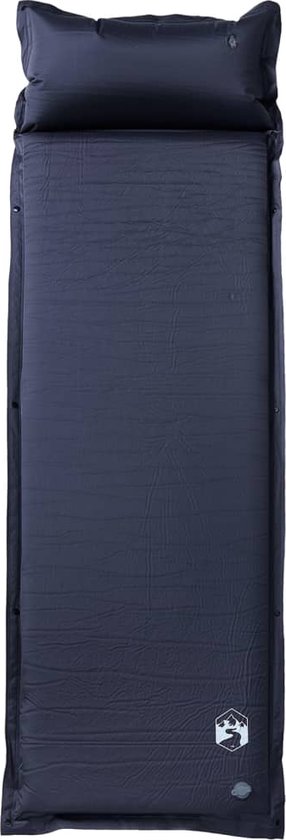 Kampeermatras met kussen zelfopblazend 1-persoons grijs van Quechua