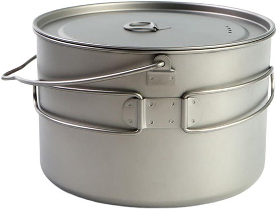 Kampeerpan - Reispan kookuitrusting - Buiten koken - Snelle warmteverdeling - 1100 ML - Titanium