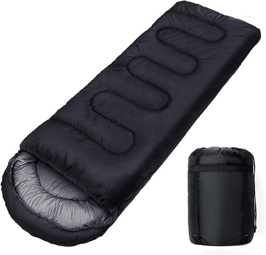 Kampeerslaapzak - Outdoor slaapzak - Kamperen en reizen - Waterdicht en lichtgewicht - Comfort temperatuur 15 graden - Zwart