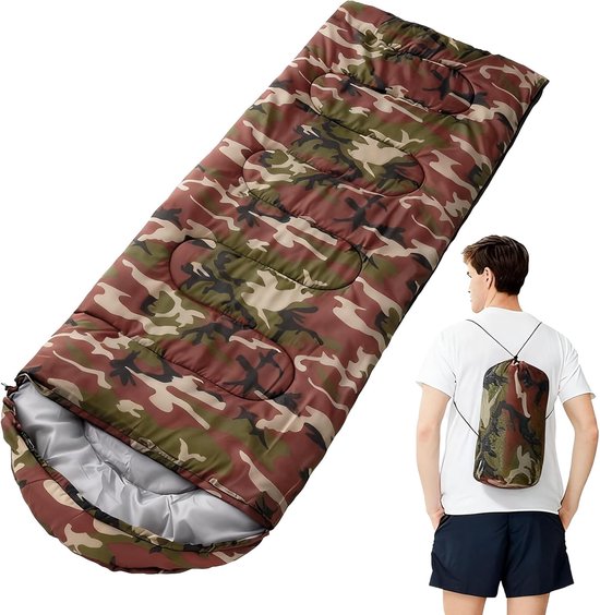 Kampeerslaapzak - Outdoor slaapzak - Kamperen en wandelen - Stevige katoenen constructie - 980 g - camouflagekleur