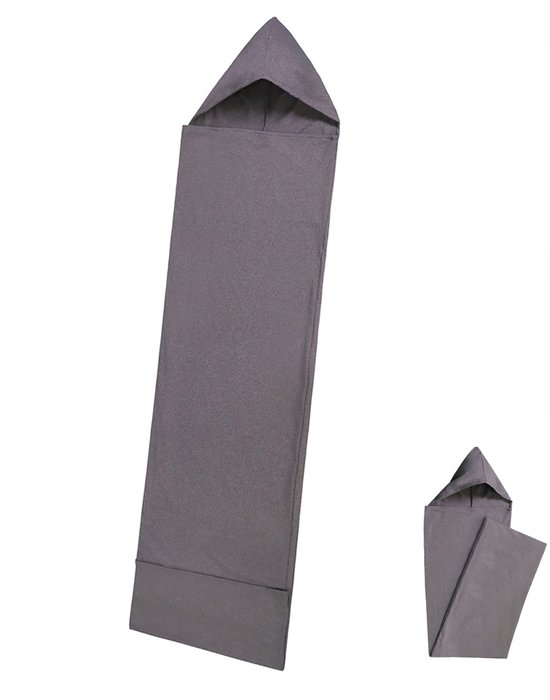 Kampeerslaapzak - Slaapzak voor thuis - Slaapzakvoering - Slaapzak met capuchon - Draagbare slaapzak - Slaapzak - Ontwerp met capuchon - Comfortabel slapen - 145*35cm - Geschikt voor kamperen, hotels, accommodatie, zaken, reizen - Grijs van Merkloos