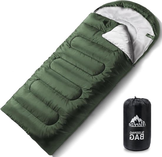 Kampeerslaapzak XL - Slaapzak volwassenen - Kamperen en outdoor - Waterproof en warm - 90 x 230 cm - Groen