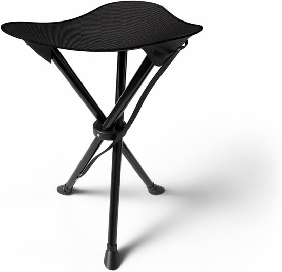 Kampeerstoel - Driehoekige opvouwbare stoel - Draagbaar 100 kg - Buiten, Vissen, Tuinieren, Festivals - Zwart - 31x31x38cm - 1 stuk
