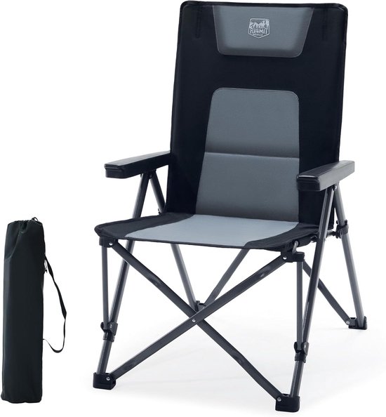 Kampeerstoel XL - Opvouwbare stoel - Buitenactiviteiten - Verstelbaar 4 standen - 260 kg draaglast - Zwart