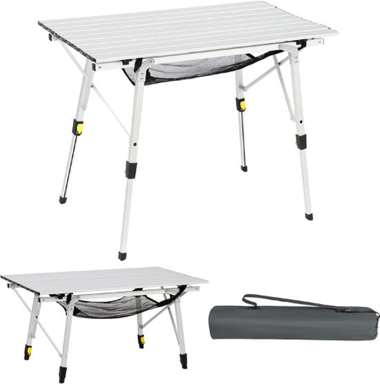 Kampeertafel Opvouwbaar - Campingtafel Inklapbaar - Vouwtafel - Verstelbare Poten - Opvouwbaar Voor Strand Vissen Tuin BBQ - Zilver van LifeGoods
