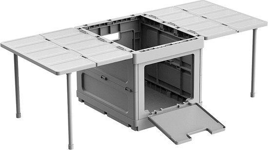 Kampeertafel - Opvouwbare (picknick) opslagtafel - grijs - harde plastic - Inhoud: 16,5L - makkelijk vervoerbaar van HAVI.