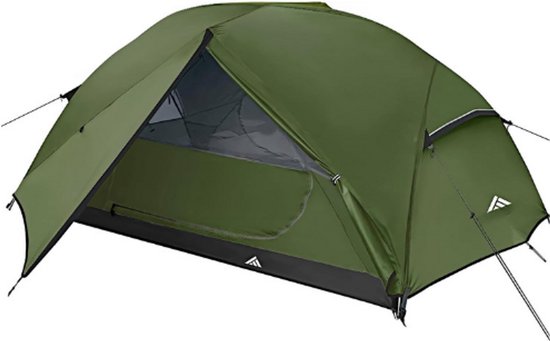 kampeertent 2-3 personen, 2 deuren ventilatie dubbellaagse waterdichte lichte backpacktent met draagtas, 3-4 seizoenen, eenvoudig op te zetten, ideaal voor kamperen, wandelen en buiten.