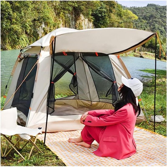 Kampeertent 4 personen - Waterdichte tent - Buiten slapen - Insectenwerend gaas - Niet gespecificeerd - Groen