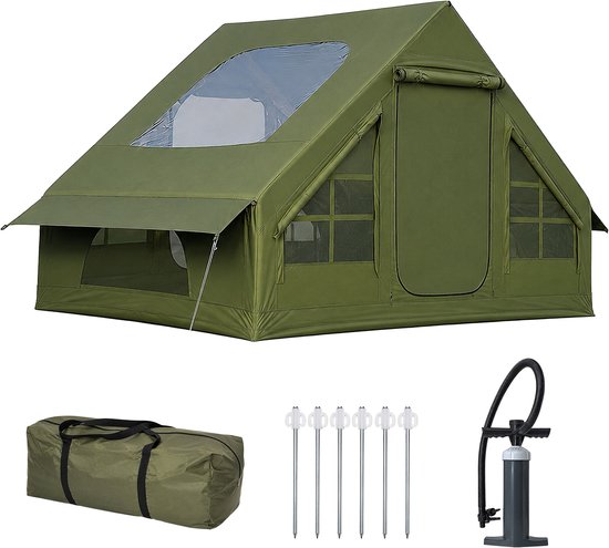 Kampeertent - groen - 300x200x210 cm - stahoogte
