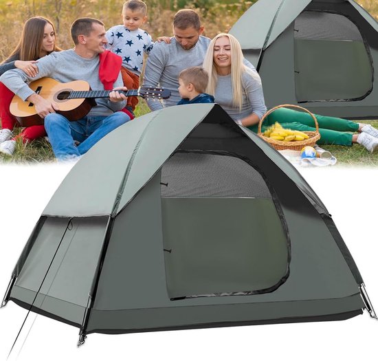 Kampeertent Lichtgewicht - Outdoor Tent - Hiken en Kamperen - Waterdicht en Winddicht - Voor 3 Personen - Legergroen