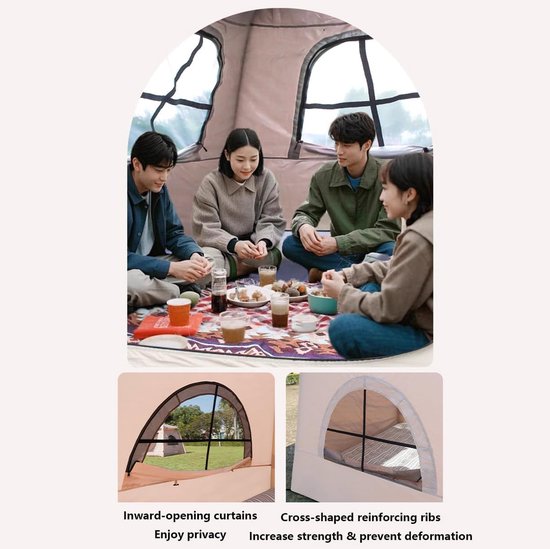 Kampeertent Opblaasbaar - Glamping Tent - Outdoor Kamperen - Handmatige Luchtpomp - 3-4 Personen - Meerkleurig