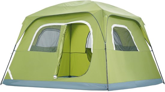 Kampeertent - Tenten - Camping - Waterdichte Familietent - Kamperen - Directe Opzet - Max 6 Personen - Groen van Merkloos