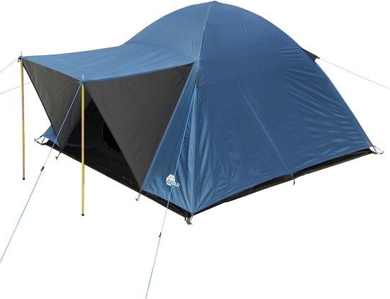 Kampeertent voor 3-4 personen, waterdichte lichtgewicht aluminium paal rugzaktent dubbellaags koepeltent met veranda en steunpaal/led-verlichting voor reizen strand wandelen buiten van Merkloos