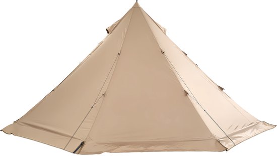 Kampeertent voor 4 Personen, Draagbare Tipitent met Kachelopening, Piramidetent Van Duurzaam Canvas, Veelzijdige 4-Seizoenentent voor Buitenactiviteiten Zoals Wandelen, Maat M