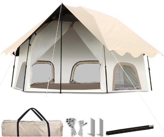 Kampeertenten - Pop-Up Sta-Tent - Gezinshartent Met Luifel - Veranda - 4-Persoons Buitentent Met Schermkamer - Grote Capaciteit - Waterdicht En Winddicht - Eenvoudige Installatie - Reizen - Wandelen van Hikole