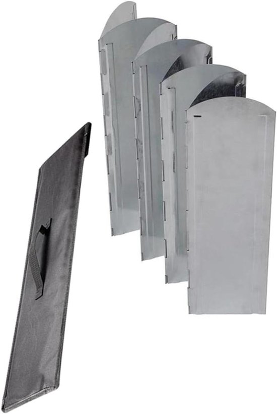 Kampeerwindscherm - Buitenfornuis - Koken op camping - Opvouwbaar ontwerp - 120x30cm - Zilver