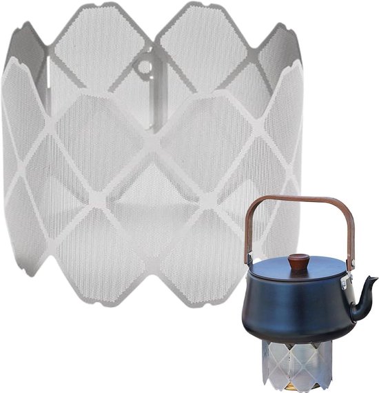 Kampfornuis Voorruit - Windscherm Koken - Buiten Koken - Verstelbaar Ontwerp - 27cm Lengte - Zilverkleurig