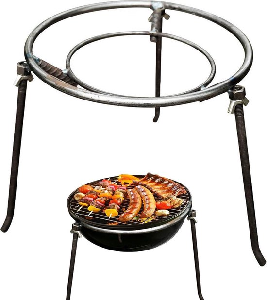 Kampvuur Driepoot - Ovenframe - Buiten Koken - Robuuste Staalconstructie - 30x30x26 cm - Zwart