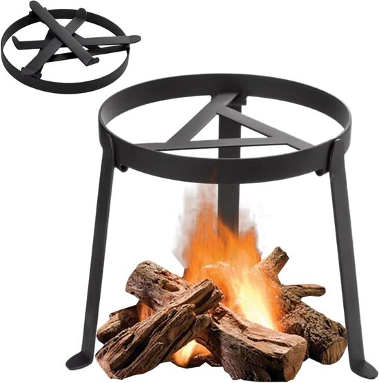 Kampvuur Kookapparatuur - Opvouwbaar Statief - Buiten Koken - Zwaar IJzer - 9.6 Inch Hoog - Zwart
