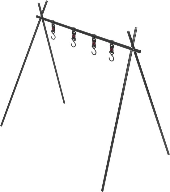 Kampvuur Kookstandaard - Buiten Kookrek - Picknicken en Kamperen - Hittebestendig Aluminium - 87.5 cm Hoog - Zwart