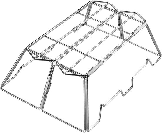 Kampvuur Kookstandaard - Grillrek Inklapbaar - Buiten Koken - Stabiel Piramide Ontwerp - 42.5 cm - Zilver