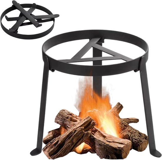 Kampvuur Tripod - Buiten Kookrek - Koken boven vuur - Zwaar ijzer constructie - 28 x 28 x 9.6 cm