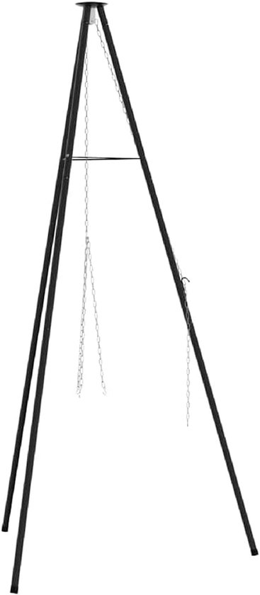 Kampvuur tripod - Buiten kookstand - Koken boven vuur - Hittebestendig staal - 92 x 1515 cm - Zwart