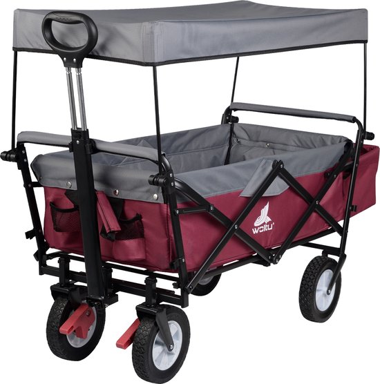 Kamyra® Bolderkar Opvouwbaar - Bolderwagen, Tuinkar, Transportkar - 80 kg Laadvermogen - 120x51x93cm - Rood van Kamyra